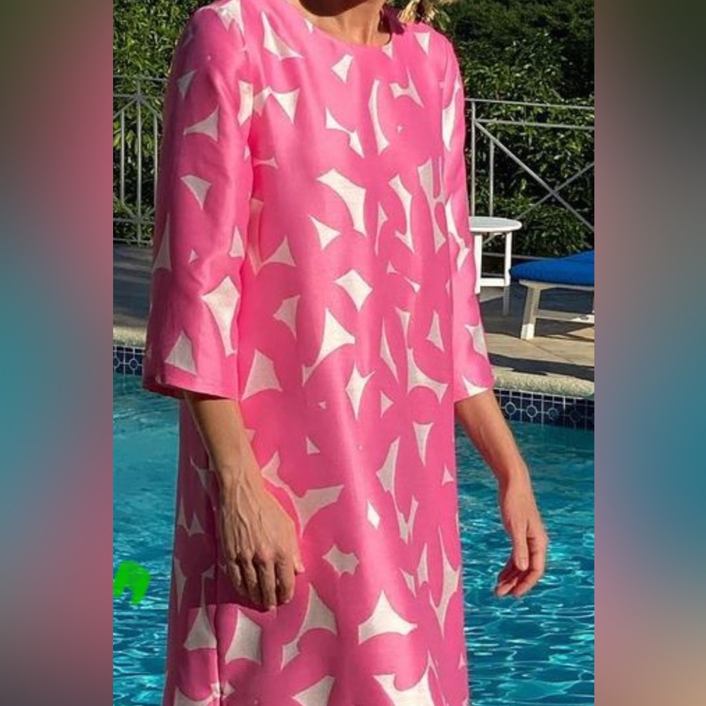 Tuckernuck Kaftan pink Italian floral Jaimie Dress like new XL - Picture 3 of 9
